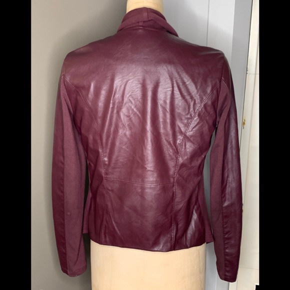 Blank NYC Oxblood Vegan Leather Drape Jacket sz M - Picture 7 of 10